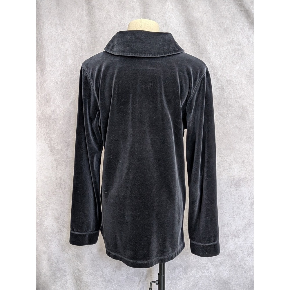 Liz Claiborne Women Velour Pullover Shawl Collar Long Sleeve Black Size M-C254 - Picture 2 of 3